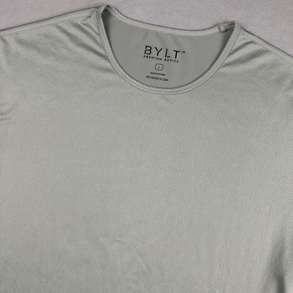BYLT Premium Basics Mens Large Gray Drop-Cut Short Sleeve Crew Neck T-Shirt